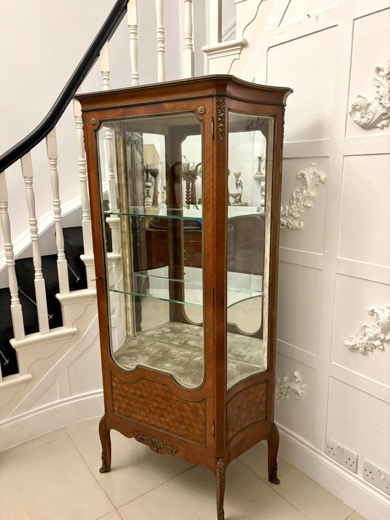 Exceptional Quality Antique French Louis XV Style Marquetry and Ormolu Mounted Display Cabinet
